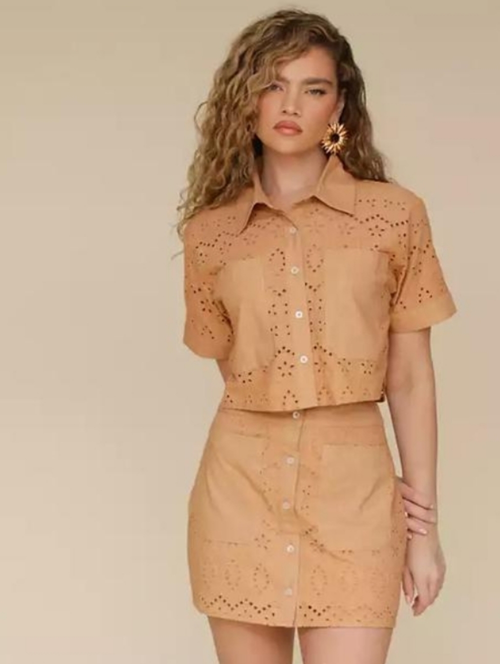 $118 Avec Les Filles Eyelet Vlock Boxy Shirt Size Small - Picture 3 of 10